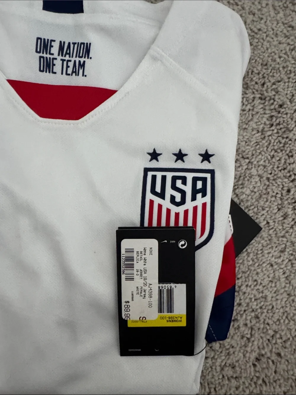 Nike White USA Women's Soccer Jersey with Red and Navy Accents